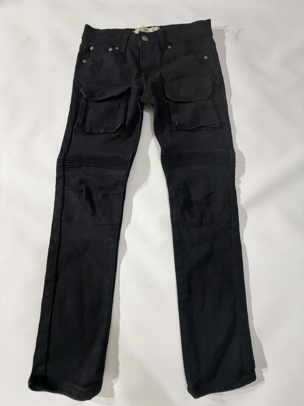 Trestles Supply Girls 14 Black Cargo Moto Pants Biker Skinny Y2K Grunge